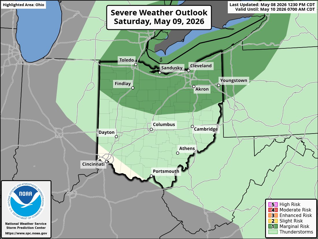 Marginal risk of severe storms tomorrow across northern Ohio! Damaging ...