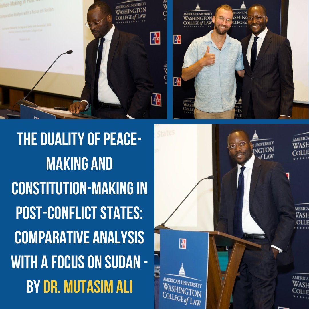 TheRWCHR's tweet photo. A huge congratulations to Dr. @mutasimali3, RWCHR Senior Legal Advisor, on completing the defense of his SJD dissertation at @AUWCL! 

We are so proud to be working with you in common cause for peace and justice in Sudan. 

Join us in celebrating Mutasim’s extraordinary and well-deserved accomplishment.