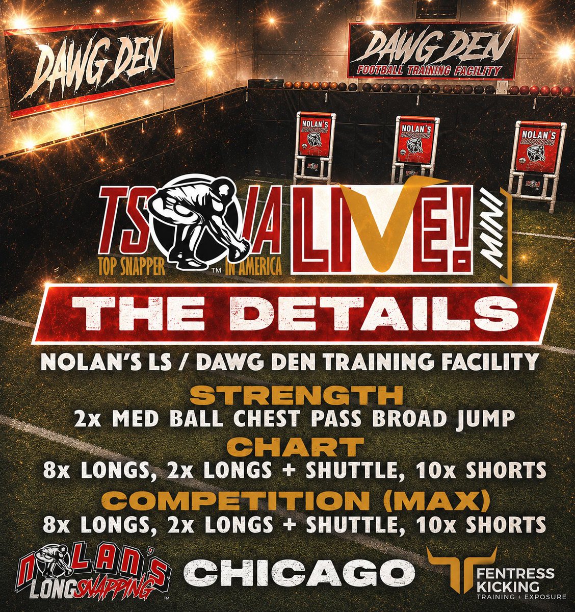 NolanOwenLS's tweet photo. ☘️Coming to Chicagoland for 5/31❓

🚨Come in a day early and showcase your talents at #TSIALive *MINI*‼️‼️

🗓️5/30
⏰9a - 1p 
📍Nolan's LS Dawg Den, IL

ℹ️https://t.co/MpKnB9HvdH

#NolansLongSnapping #NolansDawgDen #FentressKicking #LongSnapper #LongSnapping @FentressKicking https://t.co/Y4e00ArkNo