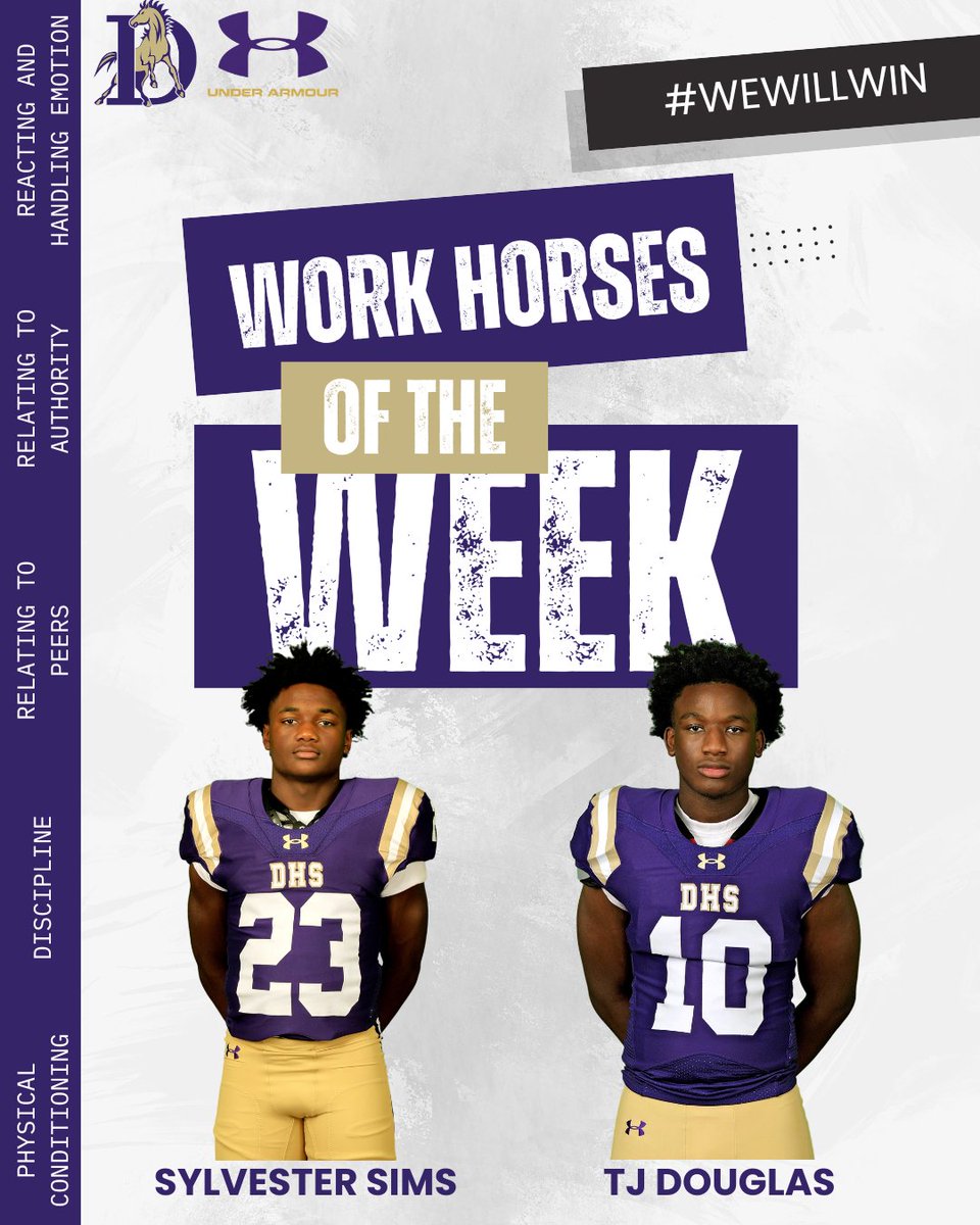 DentonFootball's tweet photo. Congrats to our 2 WORKHORSES of the Week!!! WR Sylvester Sims, Class of 2028 and DE TJ Douglas, Class of 2027 are both had great weeks as we head into the End of the School Year, and get ready for Summer Workouts. Keep it Up Guys!!! https://t.co/WYyWYygVQe