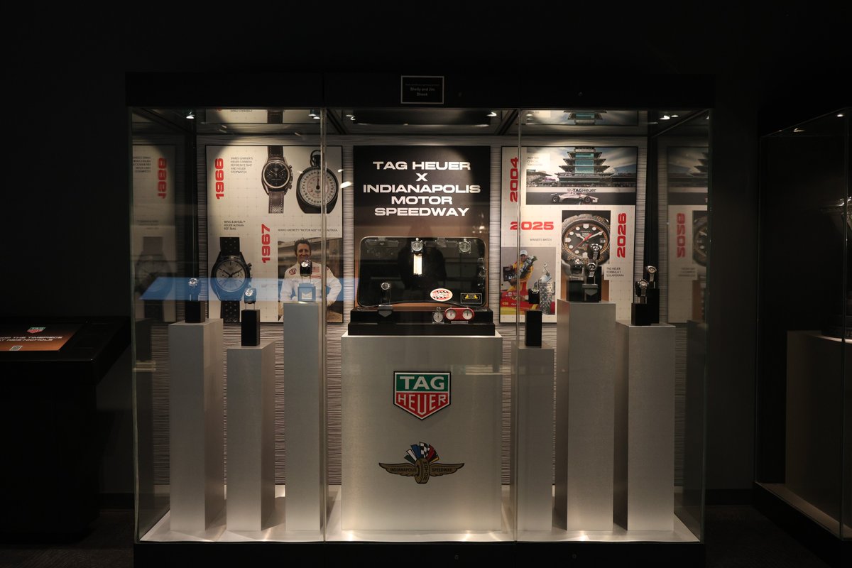 IMSMuseum's tweet photo. #NewOnView: @tagheuer has curated a display in the Mezzanine that shares the history of their six-decade relationship with the Indianapolis Motor Speedway. This is a unique opportunity to see these incredible watches outside their home at the TAG Heuer Museum in Switzerland! https://t.co/7DI0kF9CgX