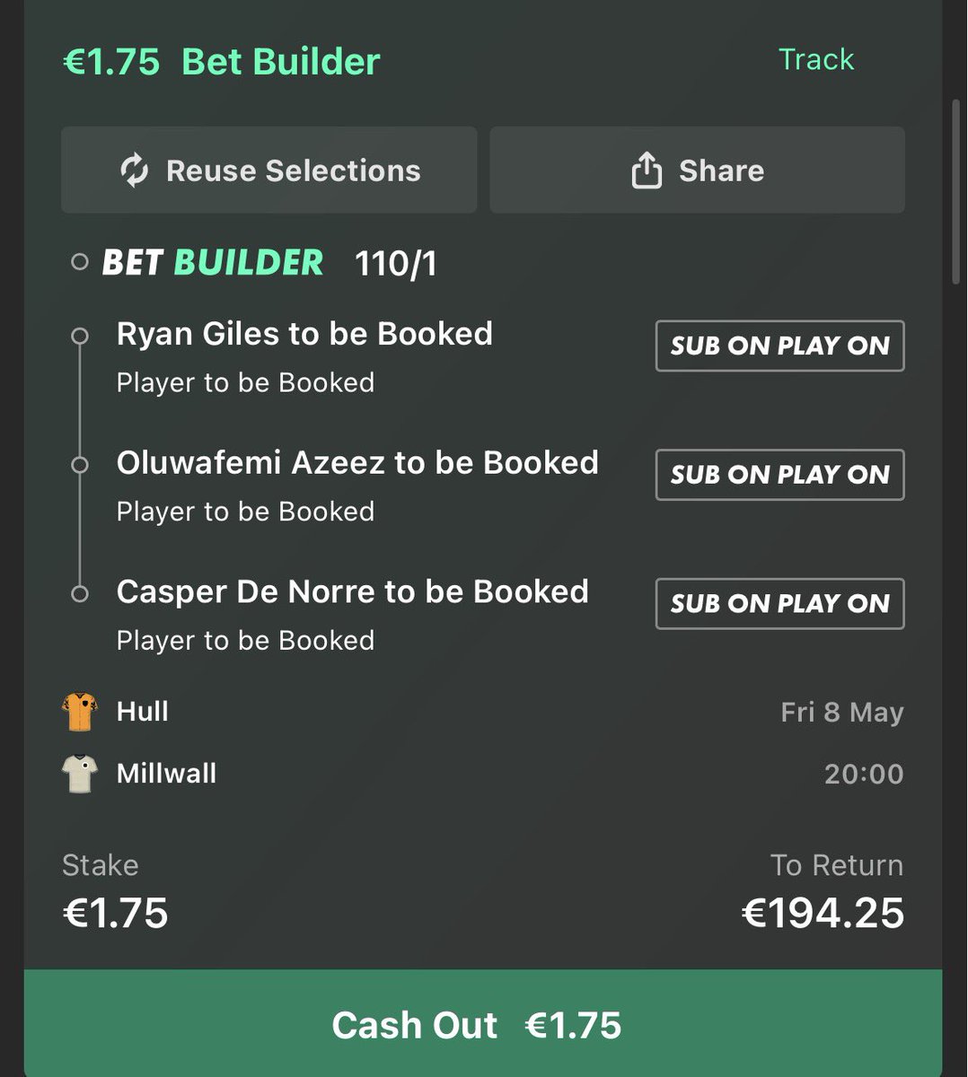 Change to this card treble De Norre in for Mitchell