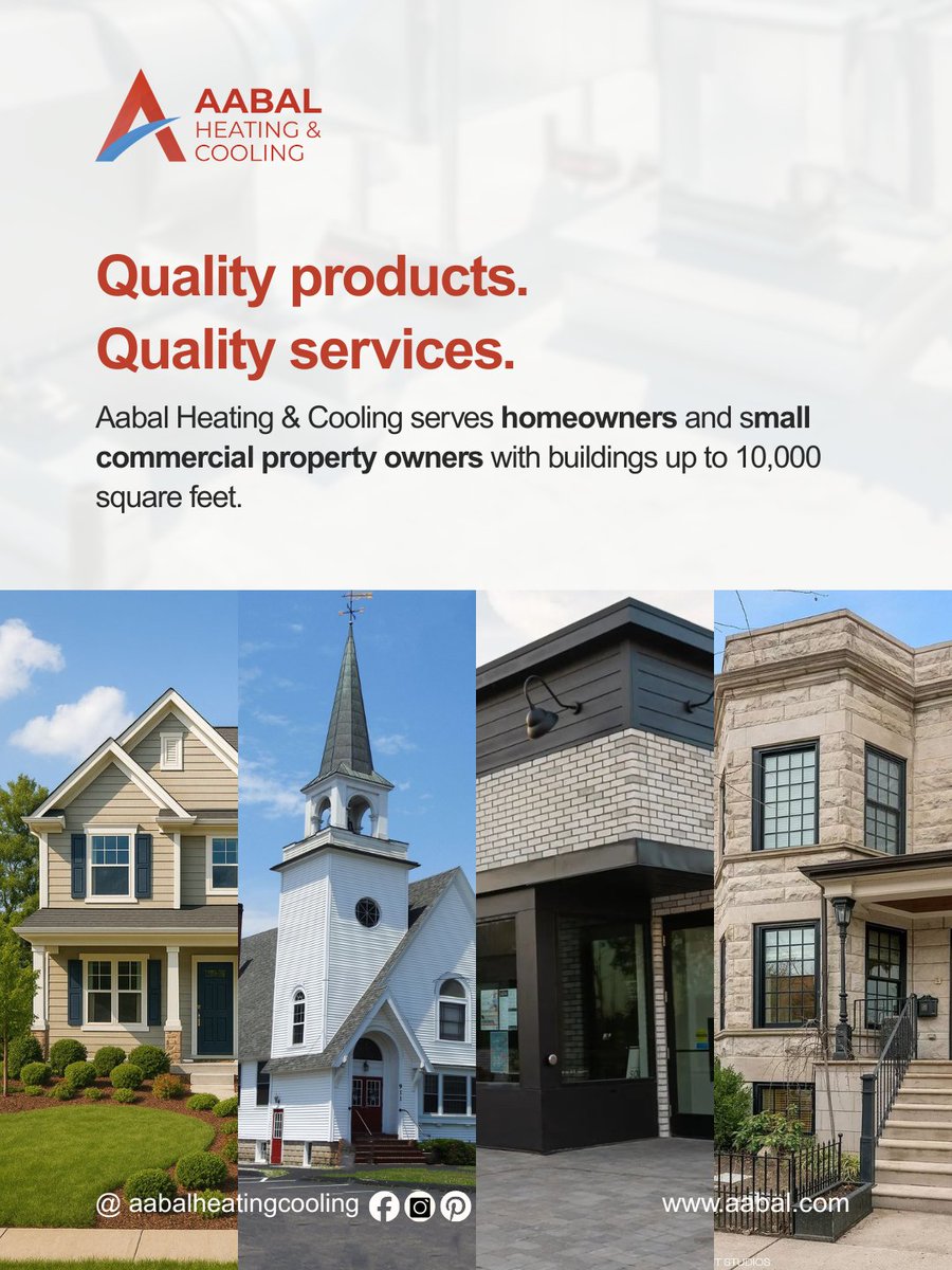aabalheating's tweet photo. Quality products. Quality service. 🔧

At AABAL Heating &amp; Cooling, we proudly serve homeowners and small commercial properties with reliable HVAC solutions tailored to your needs.

From residential homes to commercial spaces, comfort starts with us. https://t.co/OJNPbBhK2C
