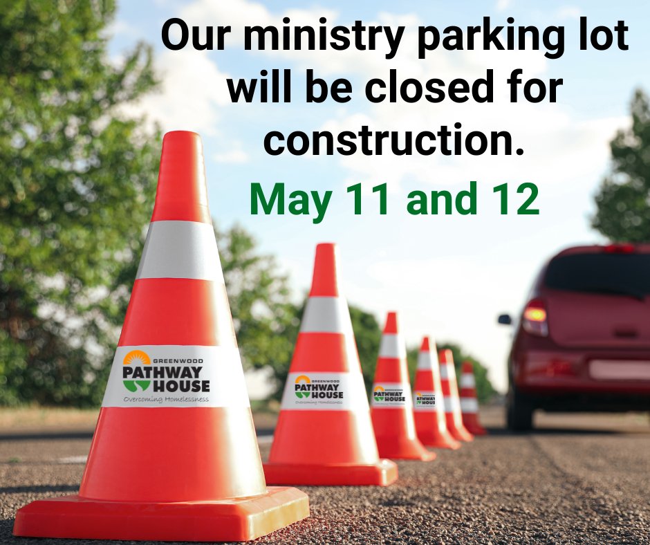 GwdPathway's tweet photo. Our ministry parking lot will be closed for construction on Monday, May 11th and Tuesday, May 12th. Access to our ministry buildings will also be restricted. https://t.co/QlVOIbAFMg