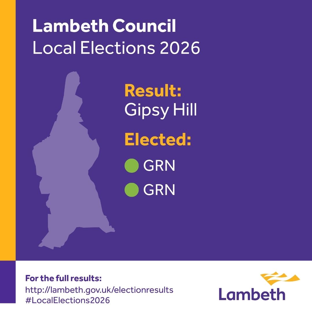 LBLDemocracy's tweet photo. Election Result: Gipsy Hill 
 
Elected: 
Pete Elliott - The Green Party
Chloe Hawryluk - The Green Party

Full results: https://t.co/uBMEHx9JLB
  
#LocalElections2026 https://t.co/TeD95fnzCz