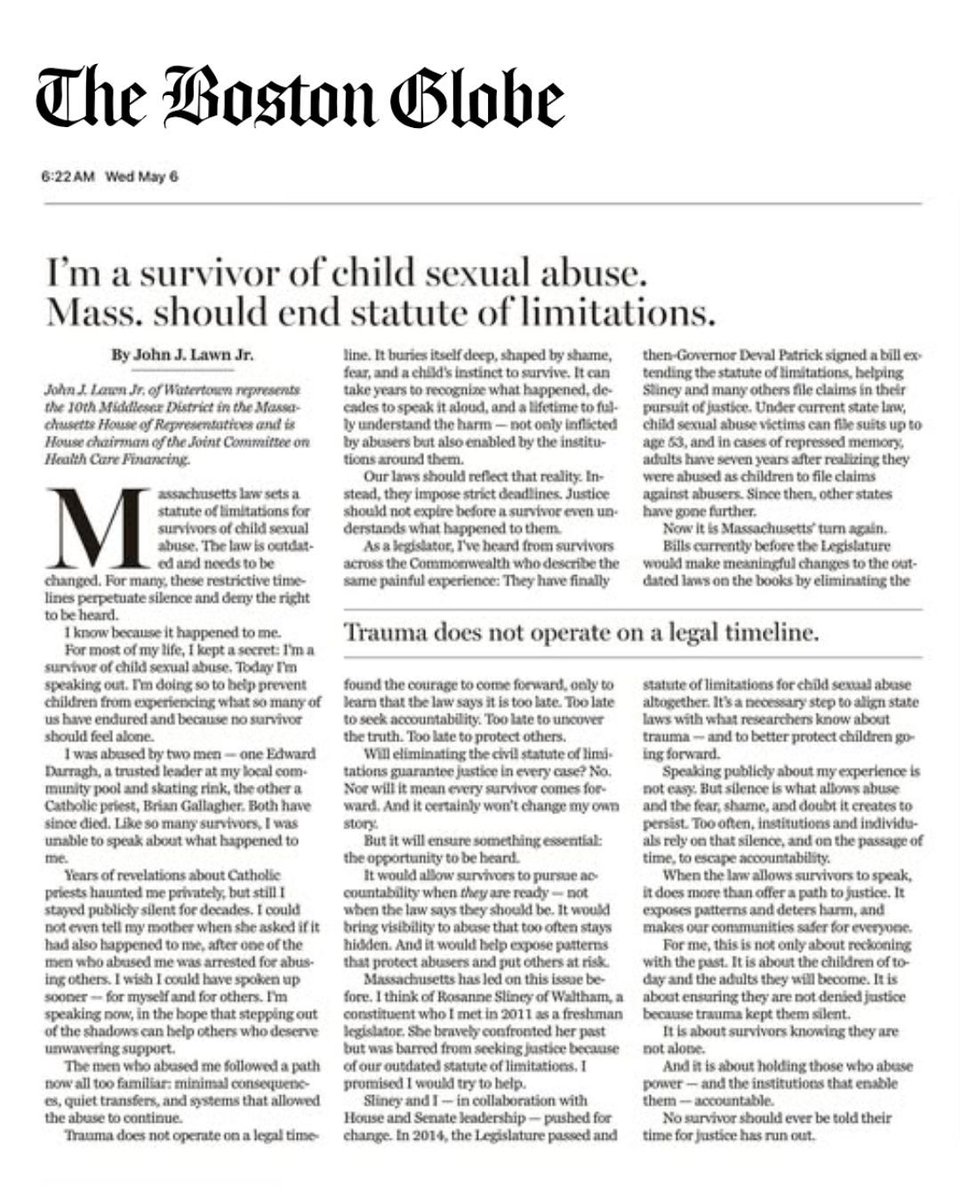 SuffolkCAC's tweet photo. @repjohnlawn, MA House of Reps: "...I am telling my story for the 1st time publicly to help prevent children from experiencing what so many of us have endured &amp; because no survivor should ever feel alone." 

🔗@bostonglobe:  https://t.co/WxEsCebkZt https://t.co/go1TaPkamy