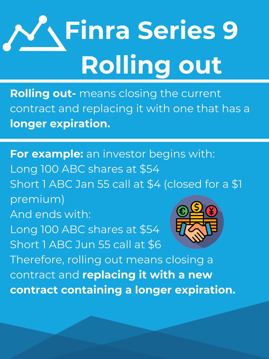 AchievablePrep's tweet photo. Do you know the difference between rolling up, rolling down, and rolling out in the FINRA Series 9? Save this post as a reference to help you pass with confidence!

Visit https://t.co/tocH3ZOdi8 and start studying smarter today!

#FINRA #Series9 #finance #FinanceExams #OnlinePrep https://t.co/jigaj4OApL