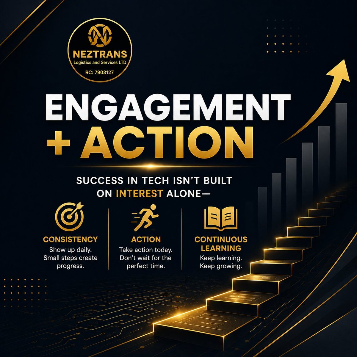 NeztransDig's tweet photo. Success in tech isn't built on interest alone,but in consistency, action and consistency and practice. At NEZTRANS, we believe growth starts with a single step. What step have you taken today? Let's grow together 
#TechEd #digitalgrowth #FutureSkills https://t.co/VEDVLOq9YN