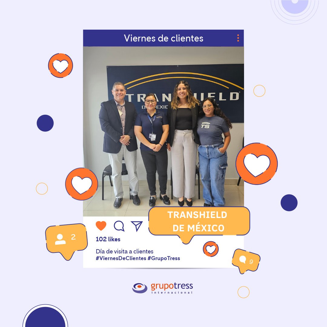Visitamos a nuestro cliente TRANSHIELD, fortaleciendo la cercanía y acompañando de cerca su operación. Gracias por recibirnos. 💜

#ViernesDeClientes #ClientesGTI #GrupoTressInternacional