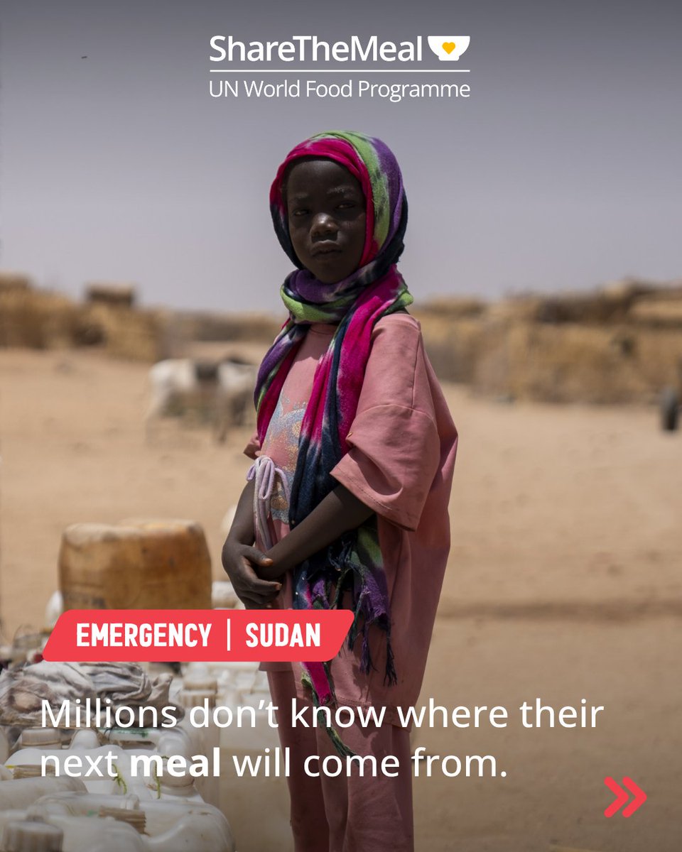 ShareTheMealorg's tweet photo. ⚠️ #Sudan is facing the world’s largest #hunger crisis.

@WFP reached almost 2 million people with regular food assistance in the last six months. 🚛

https://t.co/G4HFtMoRMO

When you share meals, we save lives. 💛

#ZeroHunger

📸 © WFP/Mohamed Jamal Jebrel Adam, Mohamed Elamin https://t.co/fOOuIV6n5B