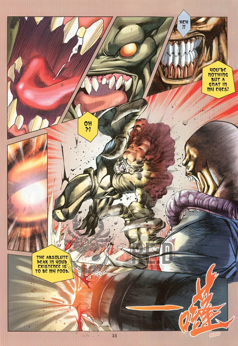 lunarindie's tweet photo. In the Biohazard 3 manhua, the Nemesis munches on more than T-103 Tyrants to regain his strength. After suffering grievous injuries from a fight with Carlos and Jill, the Nemesis chows down on zombie flesh and even a Hunter Beta to restore his body #REBHFun https://t.co/WE6J0LNyup