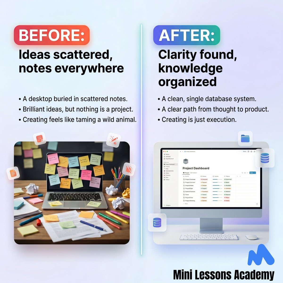 minilessonsacad's tweet photo. Your ideas don’t need more motivation.
They need a better system.
From scattered notes → organized execution. ✨
Build smarter workflows and create without chaos.
🔗 Start here:
 https://t.co/CHQ4rKz3LQ

#Productivity #AI #KnowledgeManagement #Creators #MiniLessonsAcademy https://t.co/MSfWpUGkXH