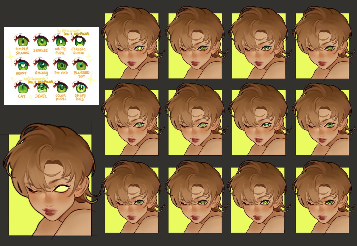 Saw <a href="/nouconcept/">✨ Nou 🌱🌷✨</a> eye types and thought 'damn I really don't know what eyes I usually draw' so I decided to do a study of every eye type! This was so fun hehe