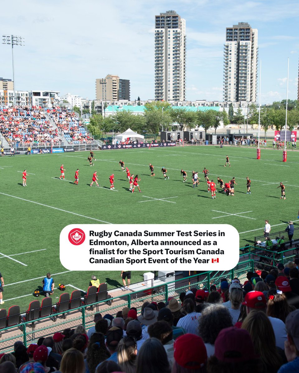 RugbyCanada's tweet photo. Thank you to Sport Tourism Canada for recognizing the Rugby Canada Summer Test Series in Edmonton, Alberta as a finalist for the Sport Tourism Canada Canadian Sport Event of the Year.

We're back this July - get your tickets now: https://t.co/5mIWMoQgS2

#RugbyCA | #OneSquad https://t.co/uIw35oWghE