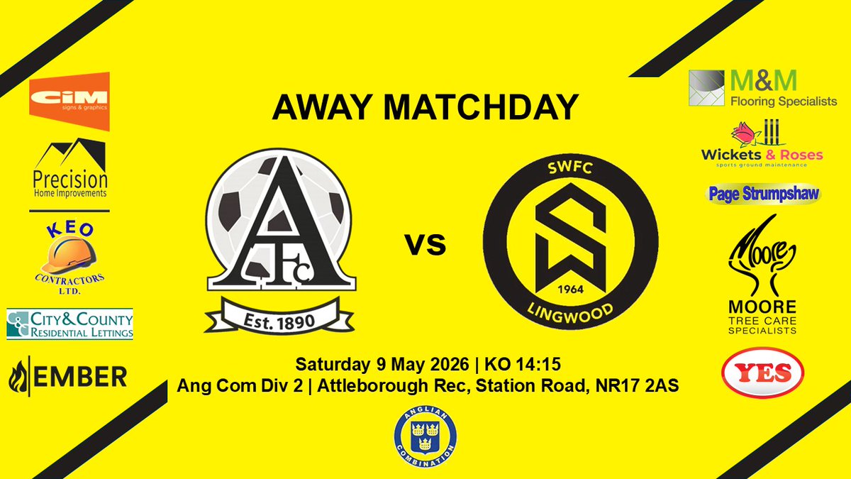 southwalshamfc's tweet photo. FIRST TEAM FIXTURE
Last game of the season as we travel to league and cup winners @AttleboroTownFC
KO at 2.15pm
#UTFW | @AnglianCom https://t.co/AaUhPOTWvd