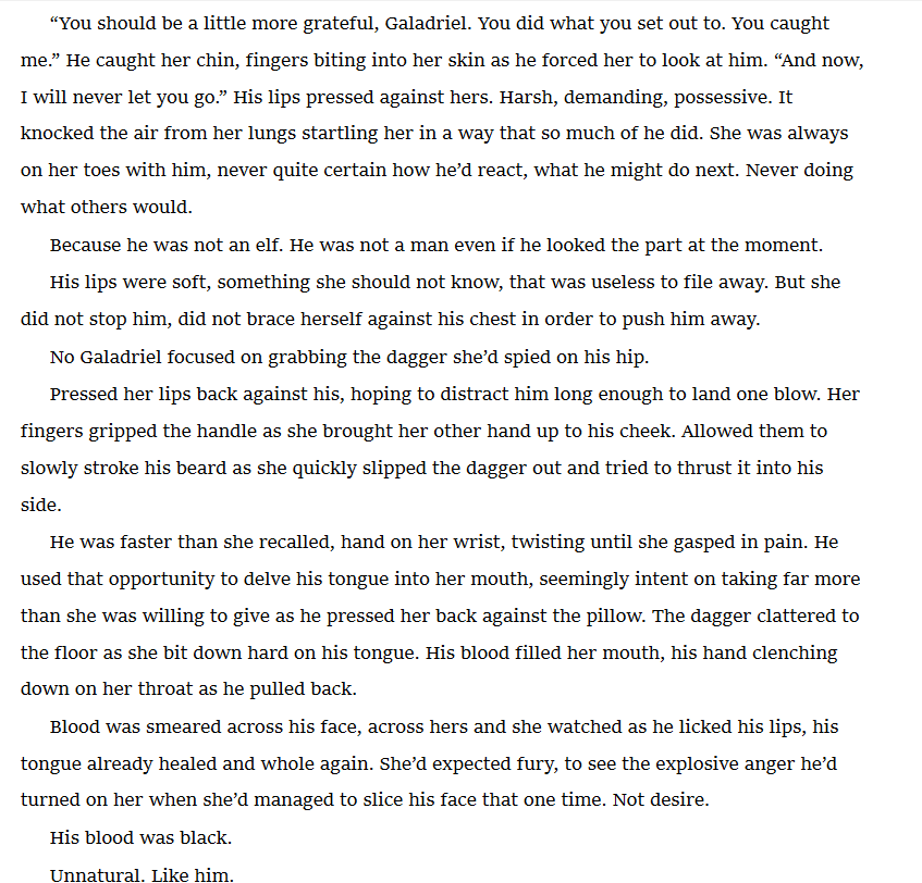 willowaus1's tweet photo. #SaurondrielFest Day 7: Kidnapping
I meant to post this yesterday and did not. I've shared other parts of this before and one day I will actually finish it.
But 'what if Annatar halted Galadriel's jump and kidnapped her afterward' is what this is...
#annatariel #haladriel https://t.co/lnsBLvP1zj
