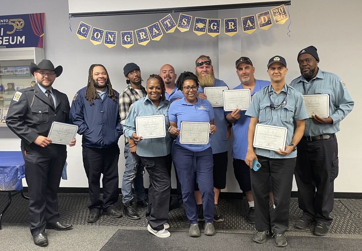 RideSacRT's tweet photo. Yesterday we held a graduation for our newest class of Operators! Congratulations to you all; you're an important part of our team and help keep the community moving!
#ridesacrt #newoperators https://t.co/8D2C5jiaXq