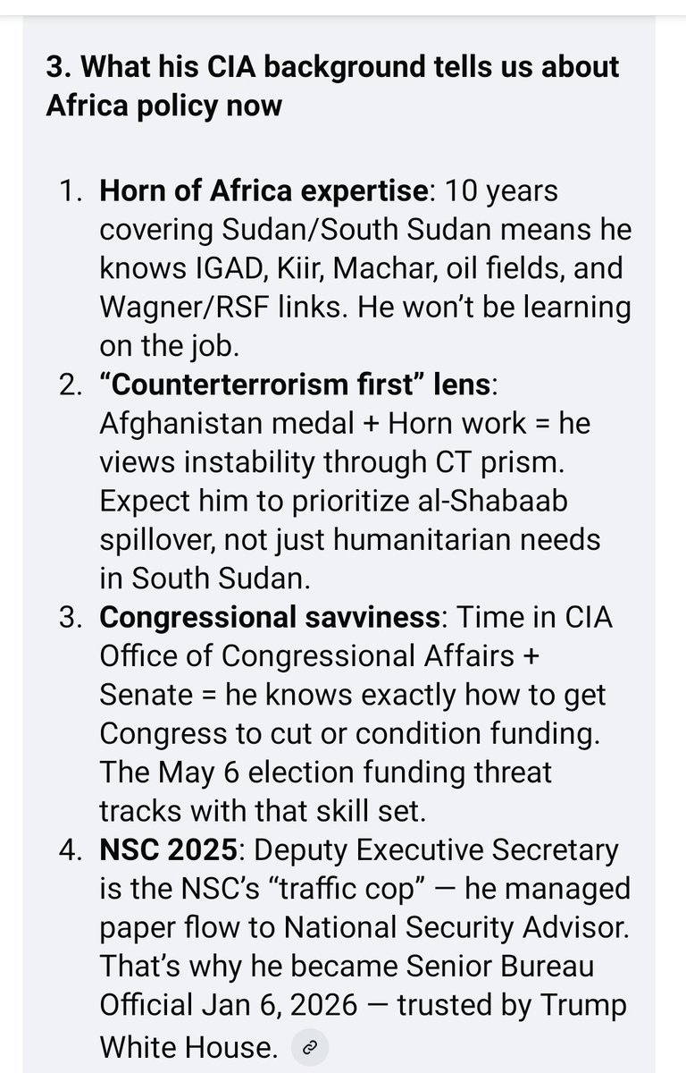 TabanAlexS's tweet photo. I use AI to dig deep to find more about the senior #US state department who's in Juba for a visit and here is what I found out. I also queried about why their embassy never posted about the visit and the possible outcome should the visit be unsuccessful #SouthSudan #Juba #SSOX https://t.co/sj1LR9ibBK