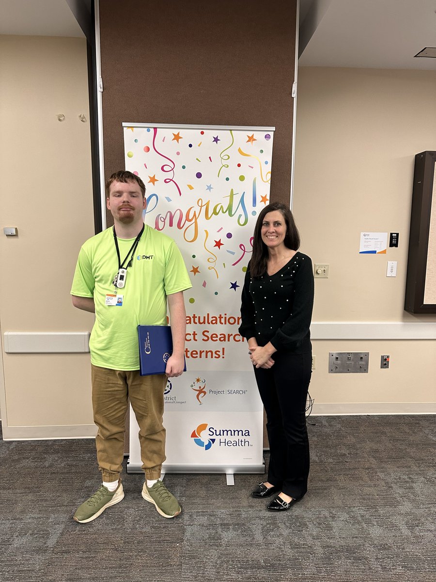 woodridge's tweet photo. 👏 Celebrating John Holmes! Overcoming obstacles, he applied to Project SEARCH and stayed positive at home &amp; work. His determination paid off—now employed at Summa Health in Akron.  John says:💬 “I’m a hard working man” 😊 https://t.co/xR7BqwbZ4b