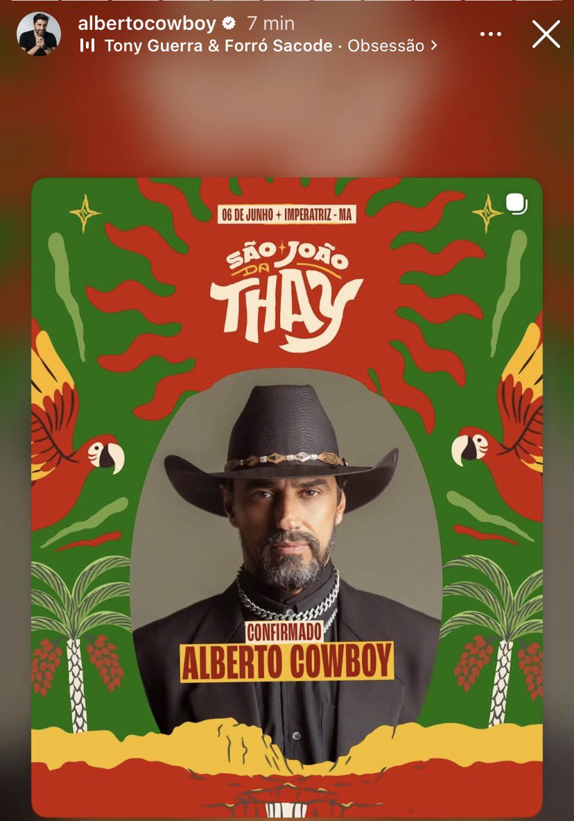 Teremos <a href="/AlbertoCowboy/">Alberto Cowboy 🤠</a> no Maranhão no São João da Thay