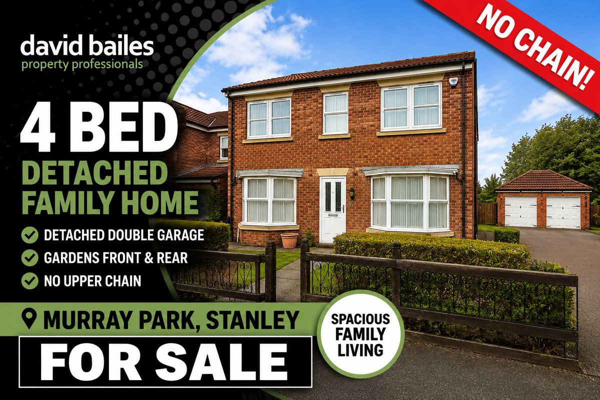 BailesProperty's tweet photo. 🏡 FOR SALE | NO UPPER CHAIN, Murray Park
Impressive 4 bedroom detached double-fronted family home on one of the best plots on this popular development near Stanley town centre.

✔️ Double garage
✔️ Large driveway
✔️ Master en-suite
✔️ Spacious family accommodation
✔️ EPC C (76) https://t.co/4RhbMHKnD6