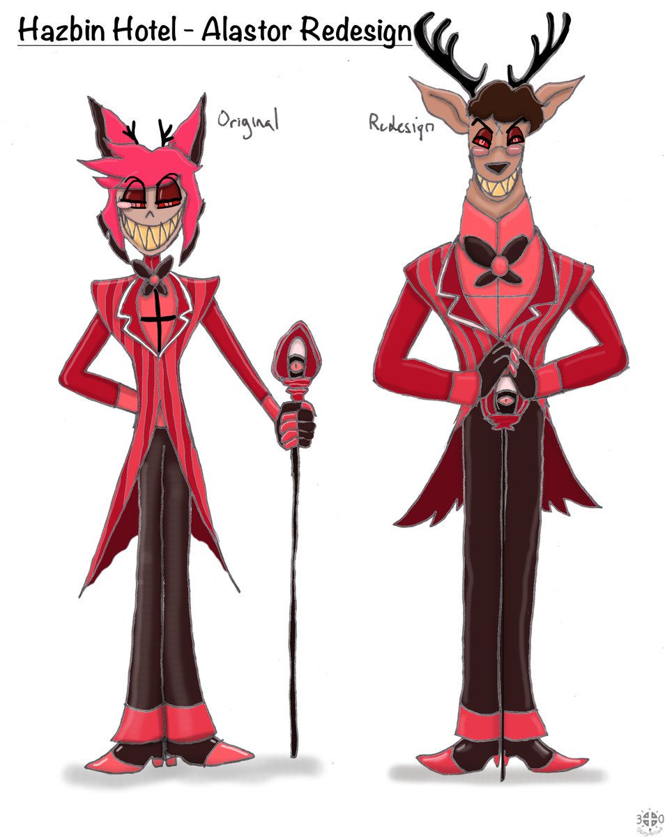 Storyteller3001's tweet photo. Something I had in mind for a while... Wondered what Alastor would look like if he had more deer features.

I got the shape idea from Daron Nefcy's Star vs. the Forces of Evil character - Toffee

#hazbinalastor  - Vivziepop https://t.co/js7FI3bul3
