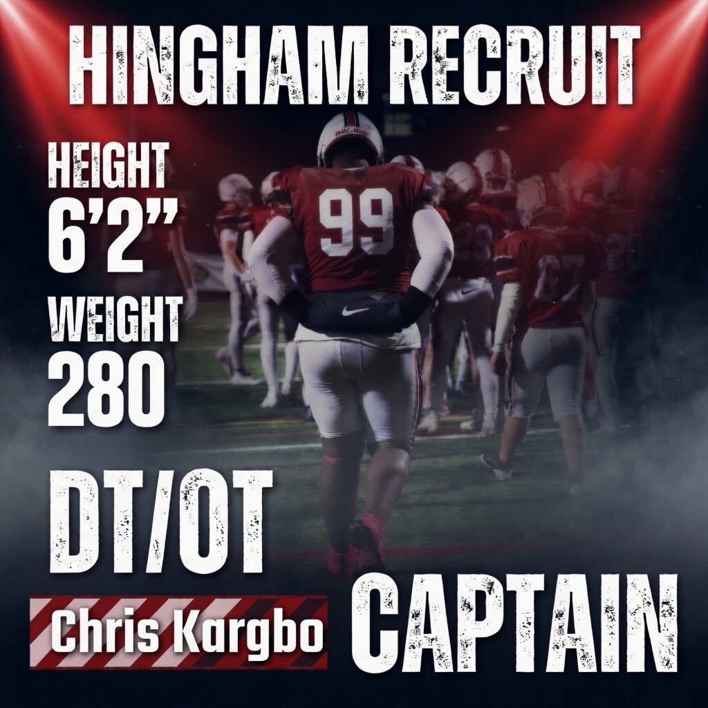 coachavantfb's tweet photo. Hingham 2027 Recruit Highlight

Chris Kargbo - OT/DT (@ChrisKargbo99 )

Senior Captain

1,400 pound club 

Film: https://t.co/OxS8l8GvFe https://t.co/JaZHDSdfXp