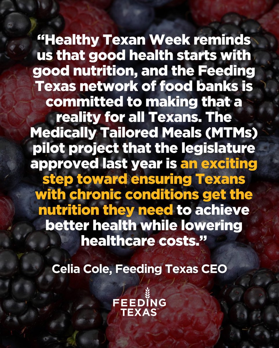 FeedingTexas's tweet photo. It's Healthy Texan Week! 🍎 This week is designed to promote health, wellness, and disease prevention across Texas.

Feeding Texas is proud to celebrate with the Texas Association of Community Health Plans. To learn more, read our full press release at https://t.co/vjnWv3saHw https://t.co/tpaNfga6rx