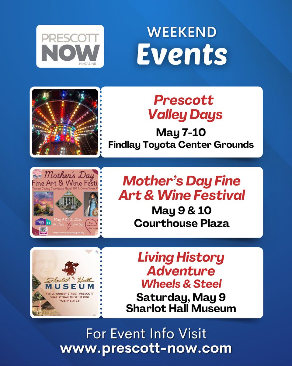 PrescottNOW's tweet photo. Pick up a free copy of Prescott NOW magazine to see what's happening this month in the Greater Prescott area! An online calendar and digital edition of the magazine are available on our website at https://t.co/tZXtQETDpE. https://t.co/G0OKpsxXxe