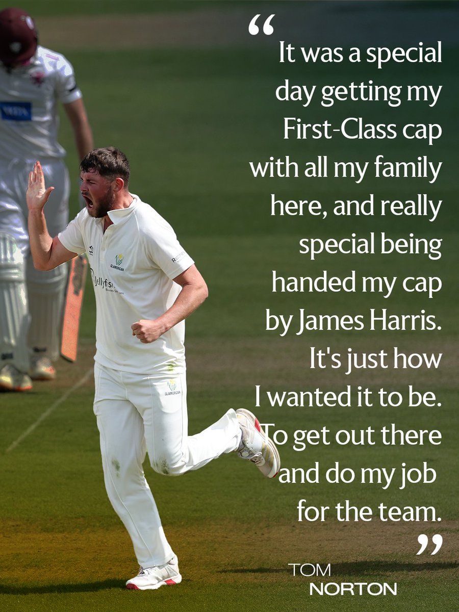 GlamCricket's tweet photo. Debutant Tom Norton reacts to his special outing at Sophia Gardens today ❤️

#GLAvSOM 
#OhGlammyGlammy https://t.co/azZOjVQ0wx