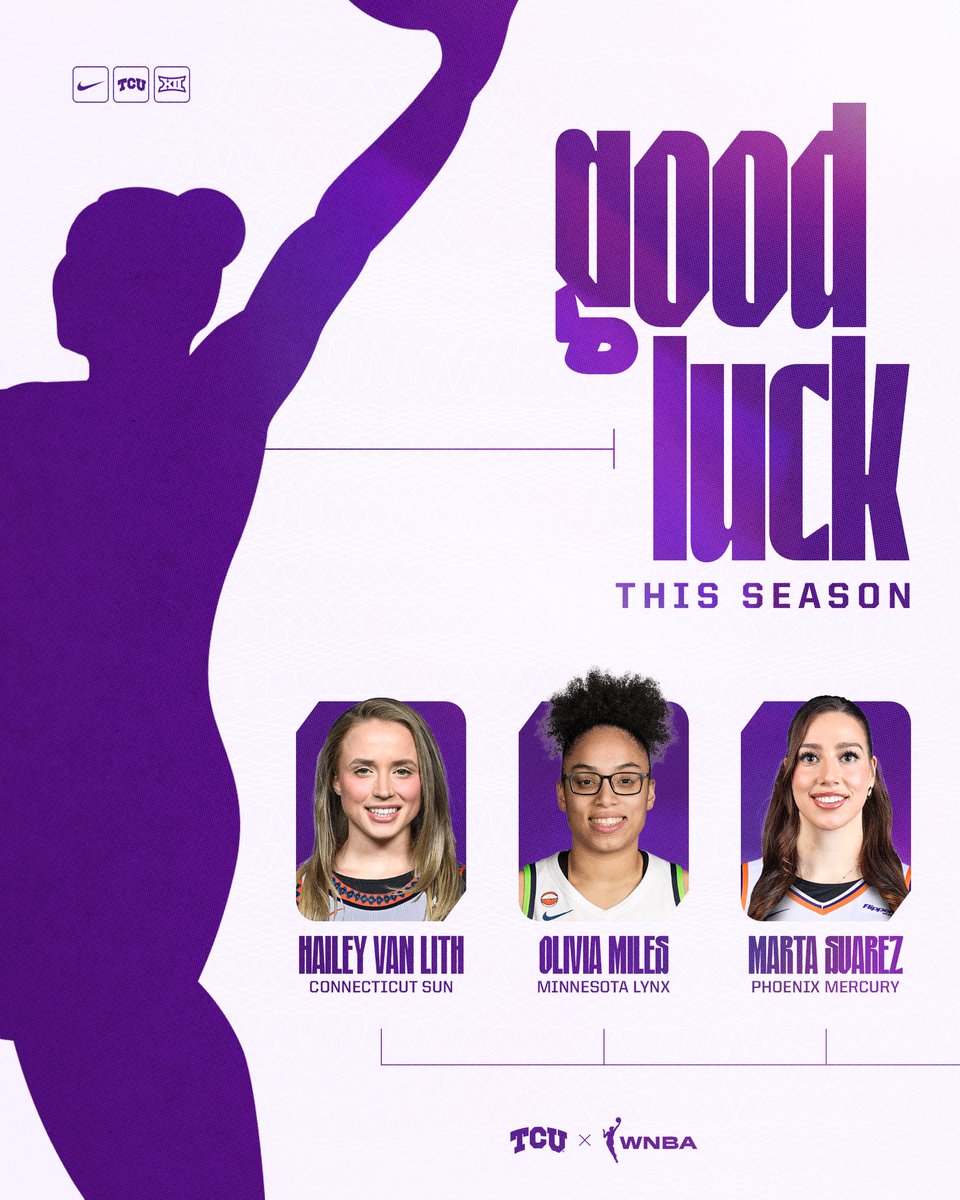 tcuwbb's tweet photo. Frogs in the W 🐸

Best of luck to these three as the 2026 WNBA season tips off tonight!

#GoFrogs https://t.co/alXQUfpWzt
