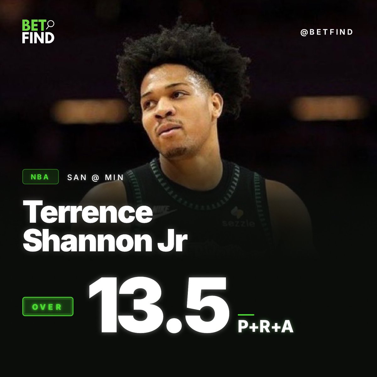 BetFind's tweet photo. NBA Playoff Friday Play #4 🏀

Terrence Shannon Jr “O” 13.5 P+R+A

Bet Find - Where sports bettors win more! ✅ https://t.co/yLNkO0oL80