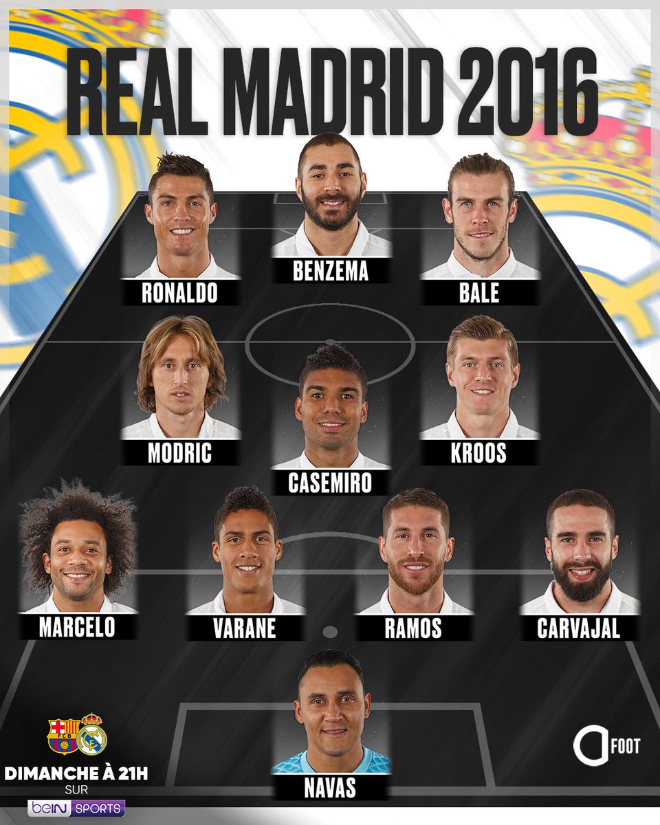 LES ÉQUIPES DE MALADE 😱

Mais alors. C’ÉTAIT LAQUELLE LA MEILLEURE ÉQUIPE ?

👉 FC Barcelone 2015
ou
👉 Real Madrid 2016

Luis Enrique 🇪🇸 et Zinedine Zidane 🇫🇷 comme coachs. Rien que ça. 😭

La MSN  ⚡️  La BBC
Le milieu du Barça  ⚡️  Le milieu du Real
Alba-Alves  ⚡️