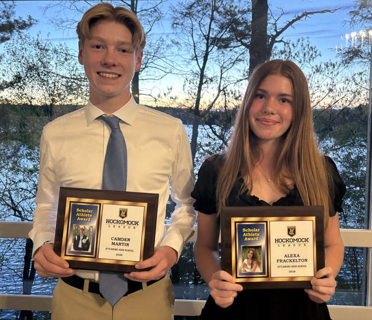 AHS_Bluepride's tweet photo. Congratulations to AHS seniors; Alexa Frackleton and Camden Martin for being recognized as 2026 Hockomock League Scholar Athletes! https://t.co/SUX6ibrcKO