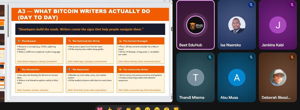 BlezzDebs's tweet photo. Today being the end of the bitcoin for writers bootcamp opened my eyes to something important. @gideonafo1 @biteduofficial_ Bitcoin isn't just about developers,it's also shaped by writers,educators,researchers. Glad to be part of this. #bitcoin #bitedunetwork #writers https://t.co/n4QFo1fkeG