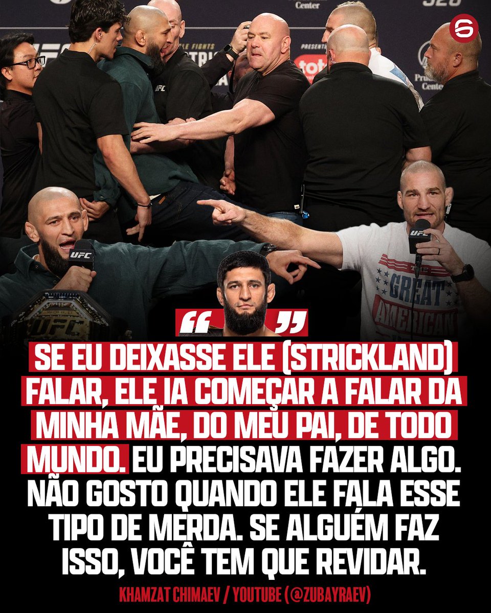 Aí está a explicação do porquê Chimaev usou a estratégia de ficar interrompendo o Strickland durante a coletiva...

Quem vocês acham que levou a melhor na noite de ontem?