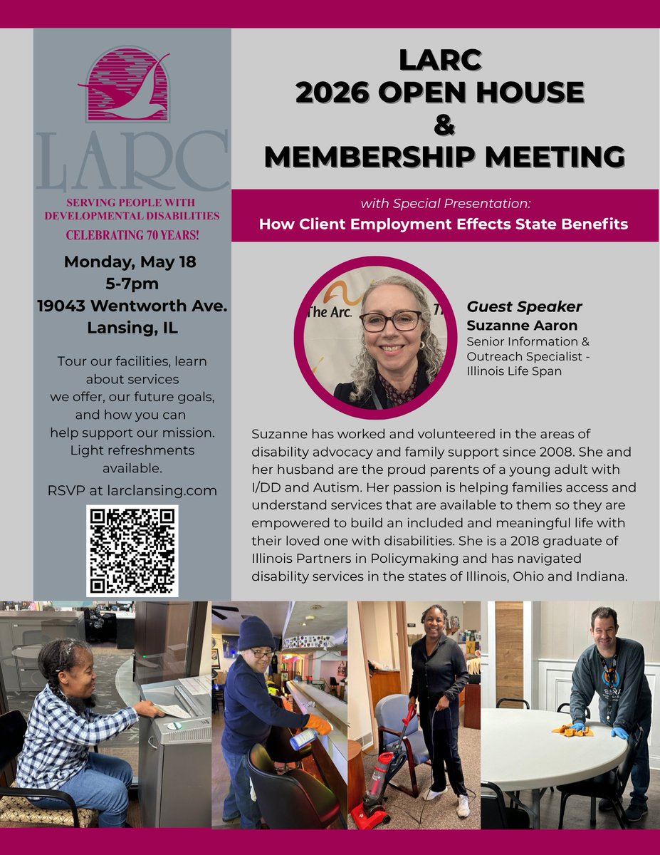 LARCinLansing's tweet photo. Register for the LARC annual meeting and open house on May 18 to hear our guest speaker discuss how guardians can navigate balancing community employment with the eligibility requirements of state benefits for their loved ones. We hope to see you there! https://t.co/JVOuu5dUOf https://t.co/axe17Q7Mfz