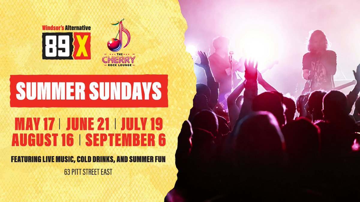 89XRadio's tweet photo. Summer is just around the corner, and we're ready to soak up every moment of it! 🎶☀🍻

SUMMER SUNDAYS with Cherry Rock Lounge and 89X! Celebrate with cold drinks, great vibes, and live music all summer long! 🤘😎🎶

Details at https://t.co/Ve6efBQU03! https://t.co/2eYnTMUUh8