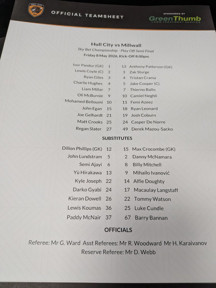 JamesShield1's tweet photo. Hull City, Millwall and hopefully some play-off magic for me tonight. #hcafc #millwall https://t.co/Z2RhOwdjcO
