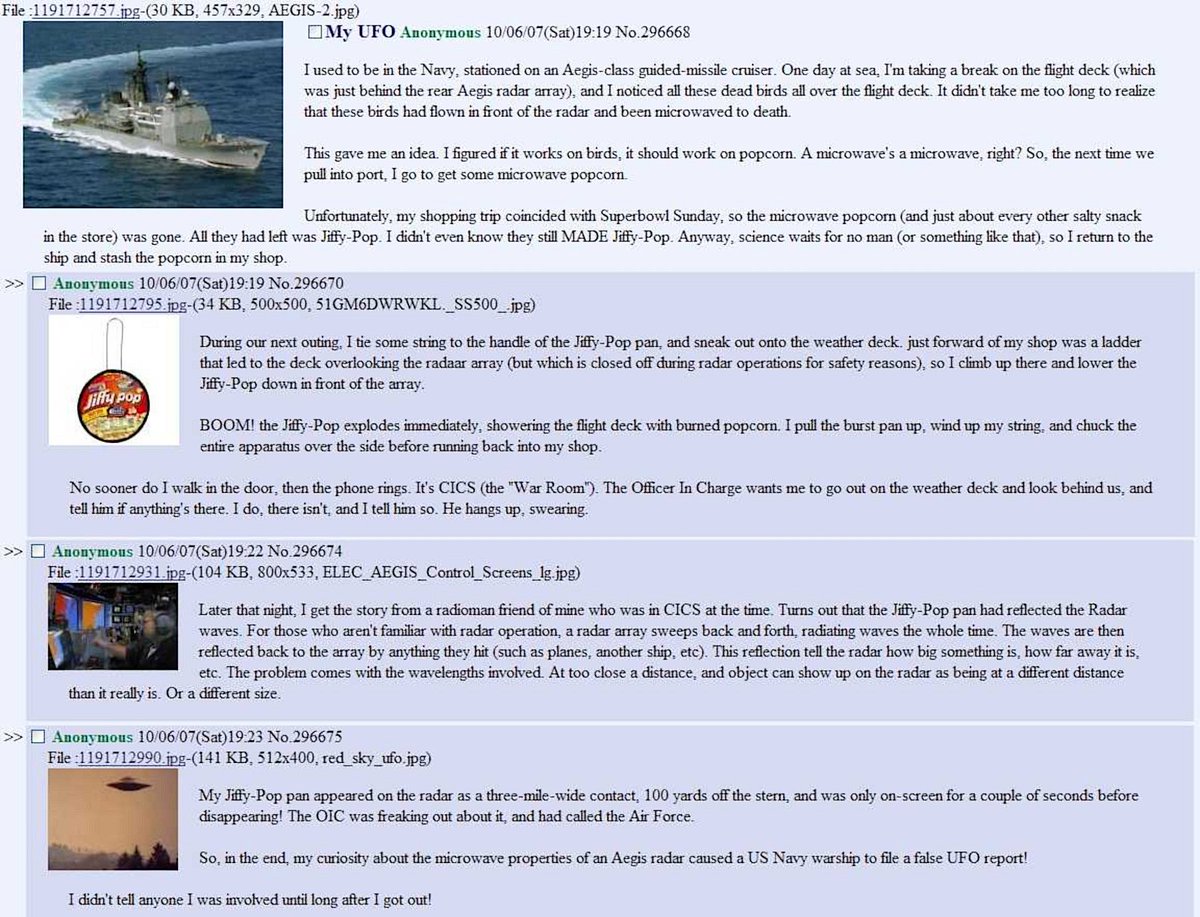 To commemorate the release of The UFO Files, here's one of my favorite greentexts: