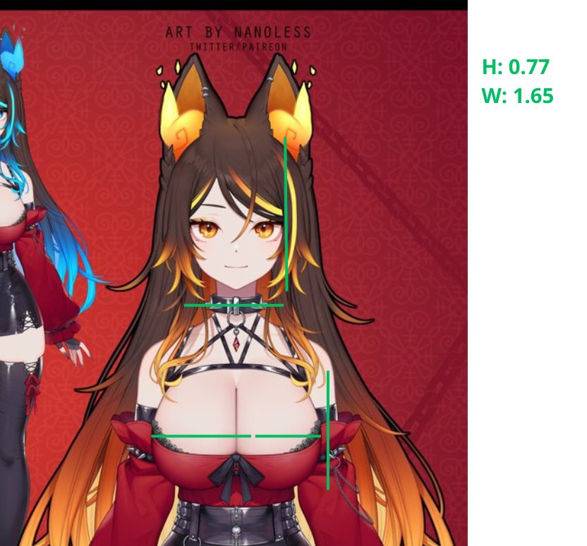 BTH_meter's tweet photo. Character: Sinder (vtuber).
Height (average): 0.74 heads.
Width (average): 1.79 heads.
Requested by anon. https://t.co/3wS3o4wnCx