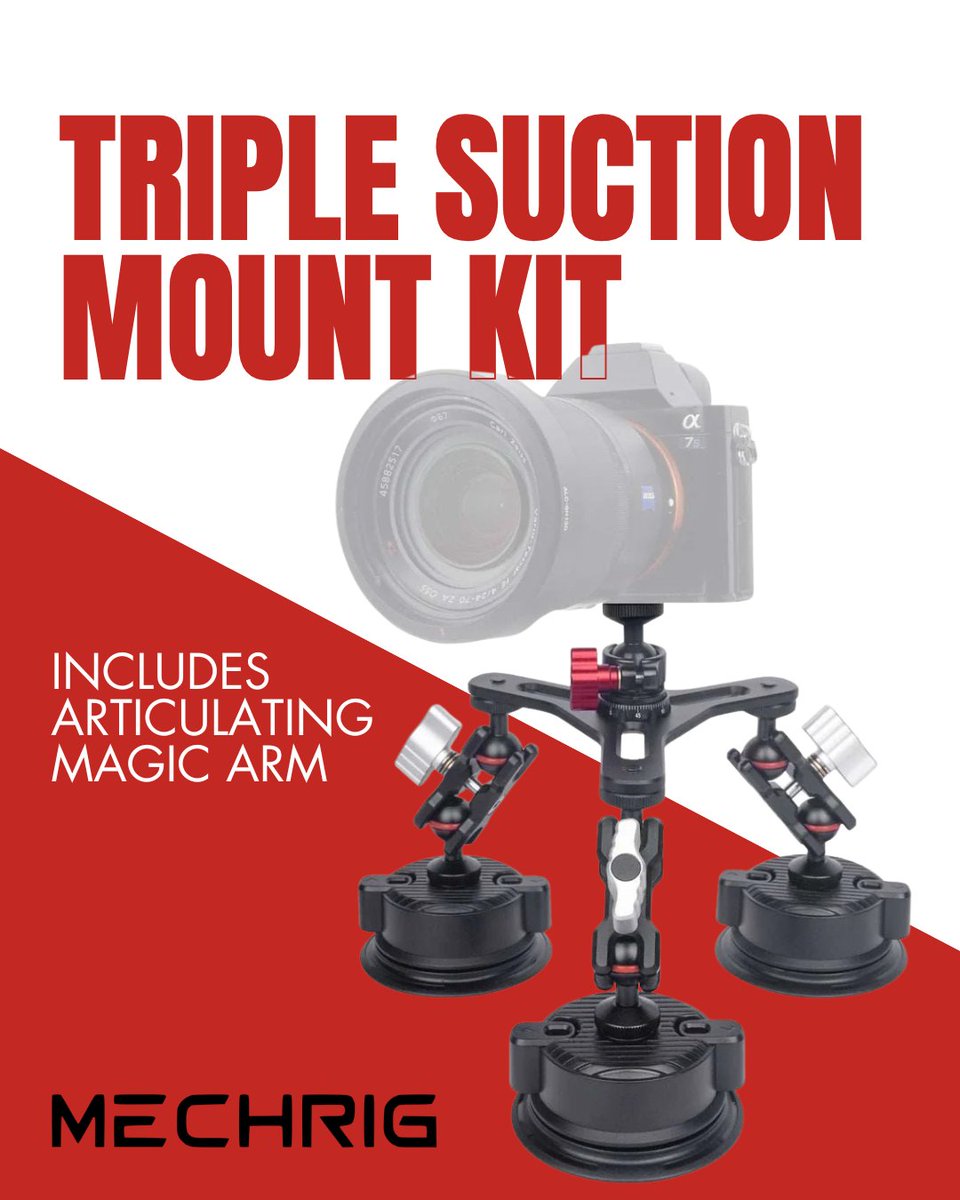 CameTV's tweet photo. From city streets to off-road trails, the #CAMETV #MechRig Triple Suction mount is built for those who don’t compromise on stability. High-speed #cinematography just got a lot more reliable!

Suction Mount Kit: https://t.co/iS2hteeMvM 

Amazon Store: https://t.co/5Mehd6kSiO https://t.co/TFg9MogHir