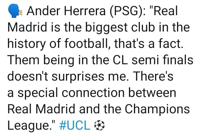 Comparad los elogios q están recibiendo el PSG y Luis Enrique en España con lo q decían cuando el Madrid dominaba Europa (la Champions son 7 partidos).

Mientras tanto... 
Esto decía Joshua Kimmich del Real Madrid:
“Madrid y Bayern son los dos clubes más grandes del mundo”