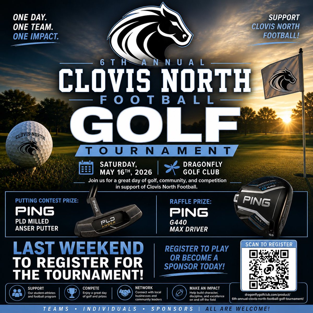 CNBroncoFB's tweet photo. 🚨 FINAL WEEKEND TO REGISTER! 🚨
⛳️ 6th Annual CNFB Golf Tournament
📅 Saturday, May 16th | 8 a.m. Start
📍 Dragonfly Golf Club

Whether you’re playing or sponsoring, this is your last chance to join us. 

Sign up today! 

https://t.co/Wyd8Y24AsM

#LastCall #SupportYourBroncos https://t.co/5YDOlqw0jY