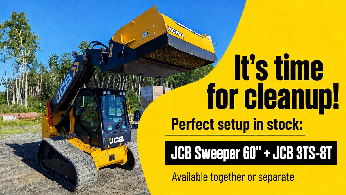 ReadyQuip's tweet photo. The JCB 60" Sweeper Collector makes cleanup simple! Sweep and collect dirt, dust, gravel, and debris in one pass with a high-capacity hopper and easy dump system built for real jobsite use.📷 https://t.co/qPZFRZI7TB https://t.co/GSJzbRgFX7
