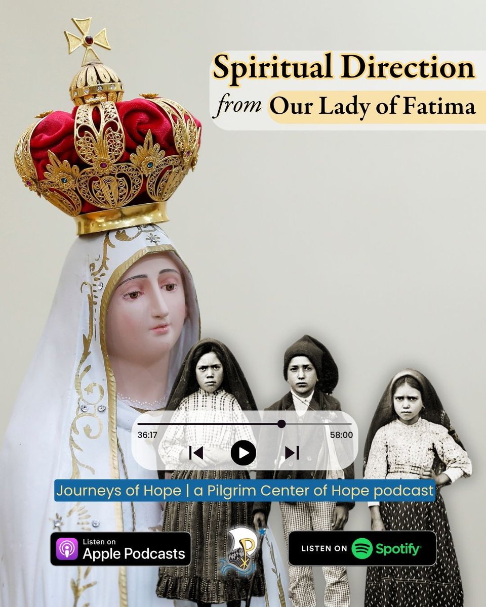 pilgrimpeople's tweet photo. 🕊️ Discover the powerful messages of #OurLadyofFatima with Mary Jane Fox in our latest episode. Join us on a journey of faith, hope, and #spiritualdirection. 🎧 Listen on your favorite podcast app. #MarianApparitions #Catholic https://t.co/v0LOXhwkWp