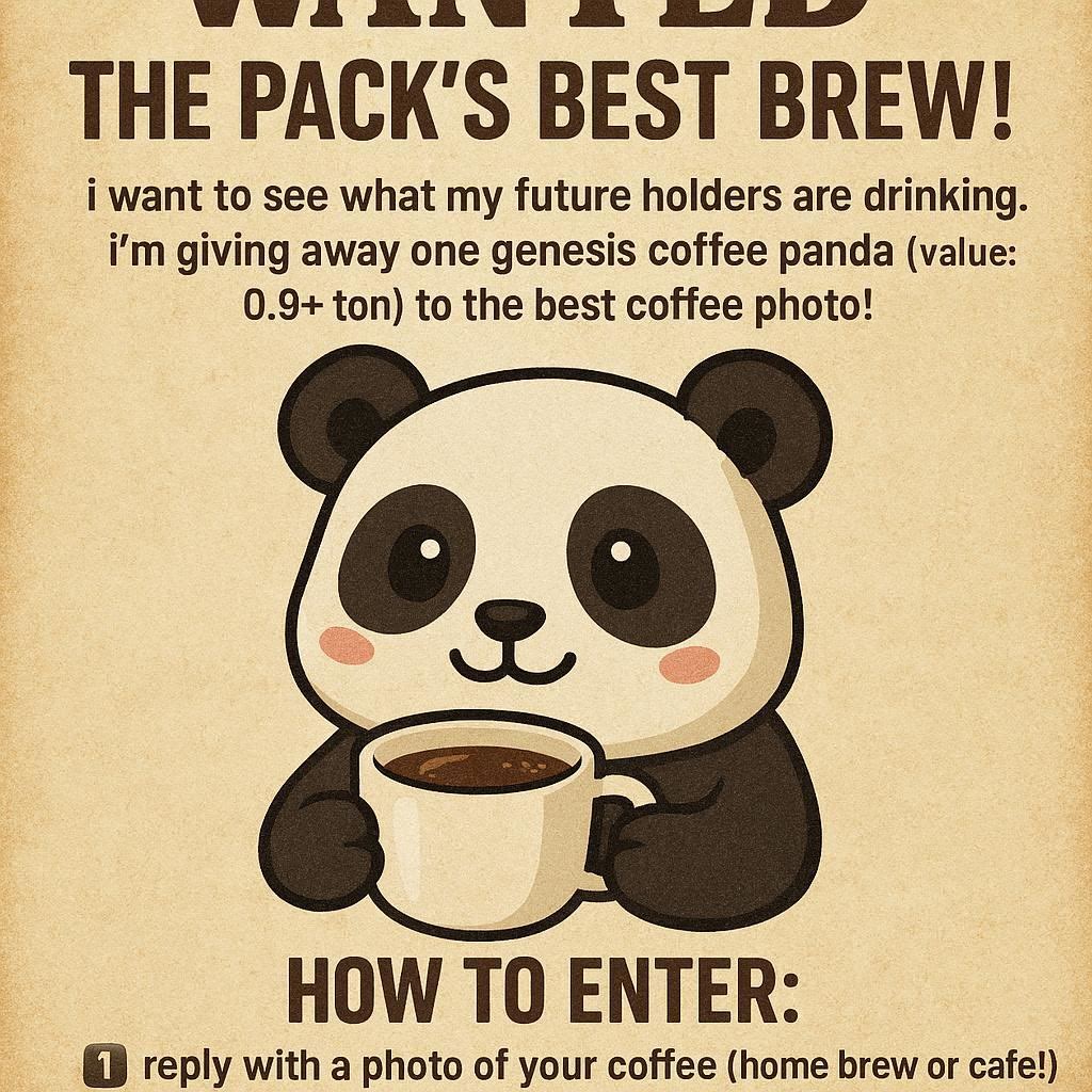 redpandan00's tweet photo. WANTED: THE PACK'S BEST BREW! 🐼☕️

To Enter:
✅ Follow @redpandan00 
🔁 Repost this
 📸 Reply with a photo of your coffee!
I'll pick the winner in 48 hours. Let's see those beans! 👇
#TON #NFTGiveaway #CoffeePanda #Getgems #TONNFT https://t.co/rYpypyWktc