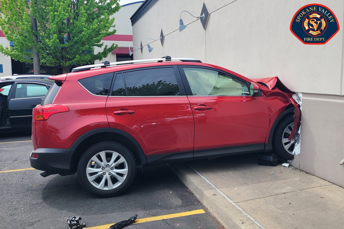 SpokaneValleyFD's tweet photo. TRAFFIC ALERT: Just after 11:15am SVFD crews responded to a vehicle into a building near Sprague and University. The driver was safely removed from the vehicle and transported to the hospital with minor injuries. 

There is no structural damage to the building. 

#SVFD https://t.co/RVKnL9m36H