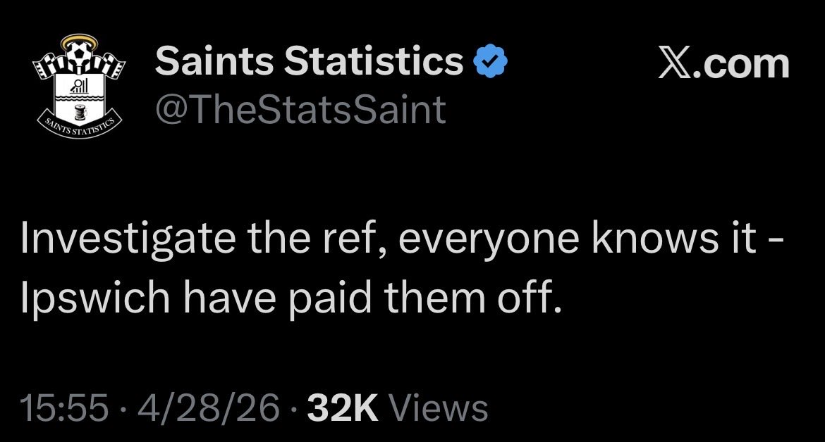TownITFC's tweet photo. Investigate the Saints 

Couldn’t write it 😂😂😂

 #itfc https://t.co/5lfgAxhY5h