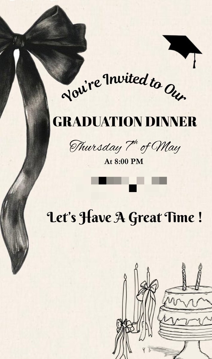 mkdhr4's tweet photo. Graduation dinner 🎓🤍✨
7/5/2026 https://t.co/k5qUoCN6oq